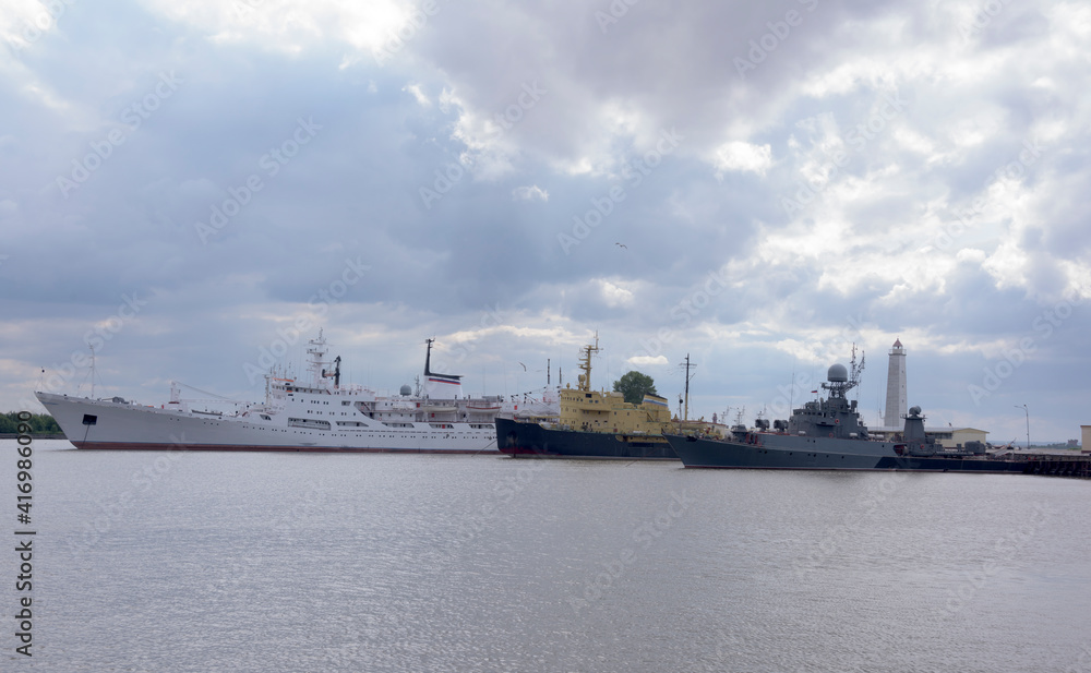 Ships in the port of Kronstadt