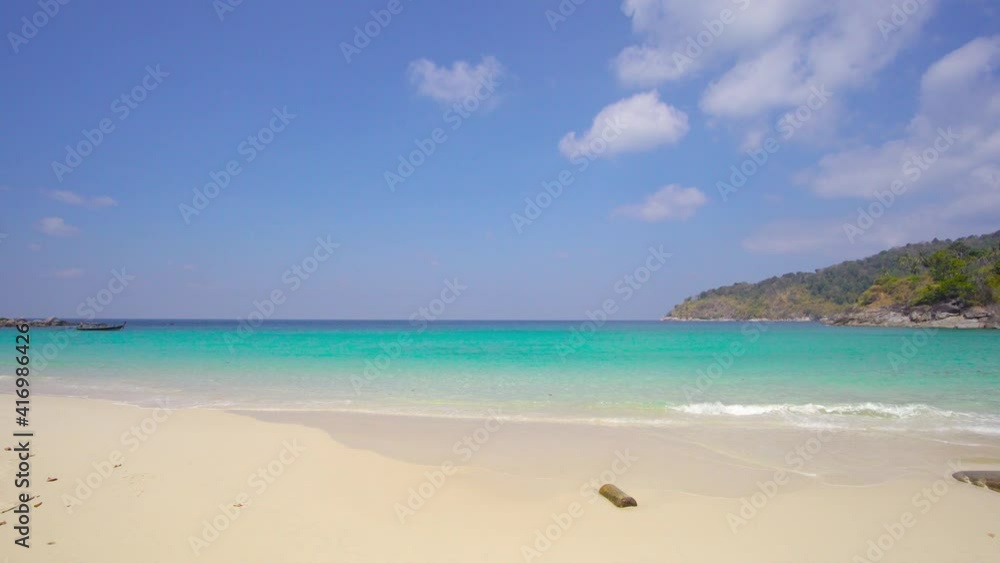 Phuket Thailand beach sea. Landscape view of beach sea and sand in summer sun. Beach space area background. At Patong beach, Phuket, Thailand. On 16 October 2020. 4K UHD Videoclip Phuket Thailand beach sea. Landscape view of beach sea and sand in summer sun. Beach space area background. At Patong beach, Phuket, Thailand. On 16 October 2020. 4K UHD Videoclip