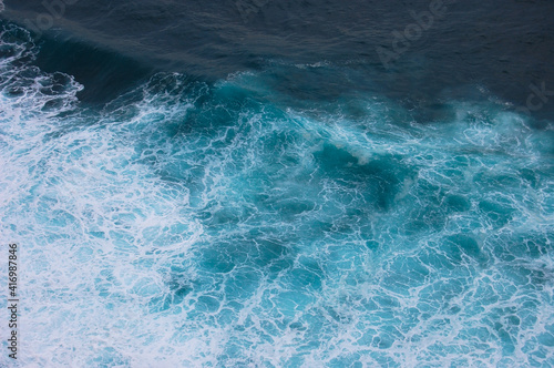 Fototapeta Naklejka Na Ścianę i Meble -  Sea surface background with waves and foam