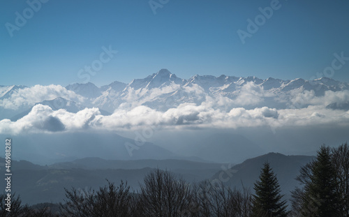 clouds over the Pyrenees mountains in Ariege France