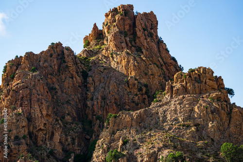 Rocky mountain with vibrant colors and sharp rocks