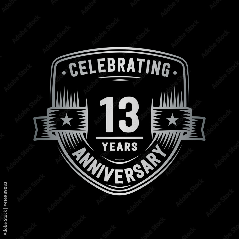 Fototapeta premium 13 years anniversary celebration shield design template. Vector and illustration.