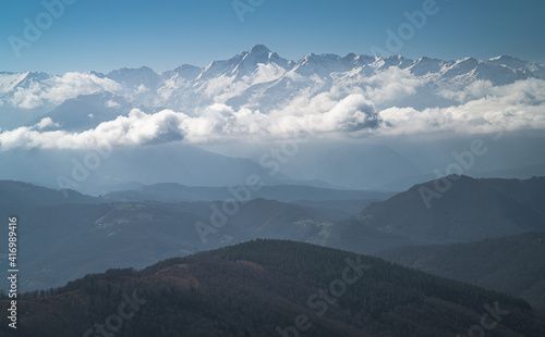 Fototapeta Naklejka Na Ścianę i Meble -  clouds over the Pyrenees mountains in Ariege France