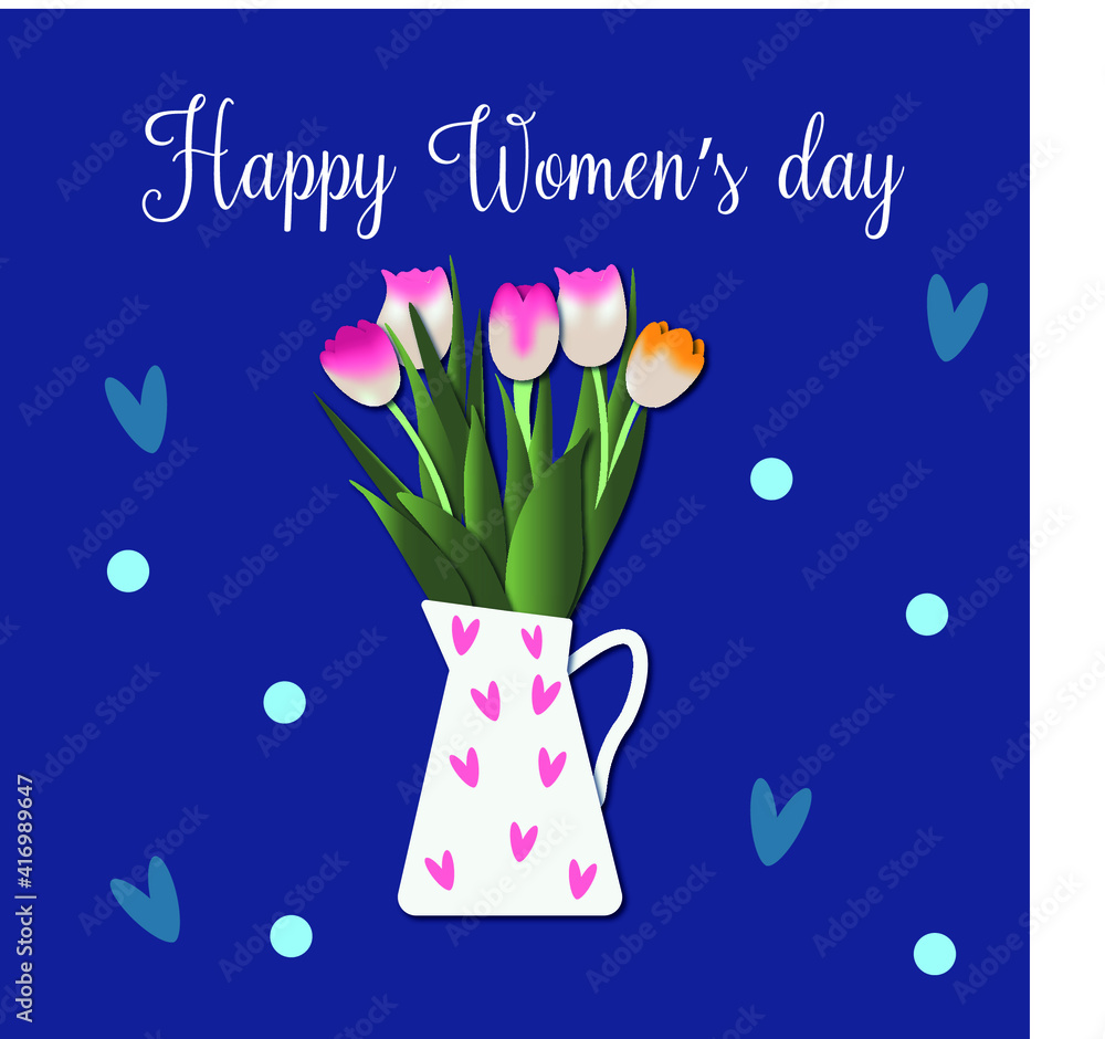 Women's day postcard / 8 Match / Tulips