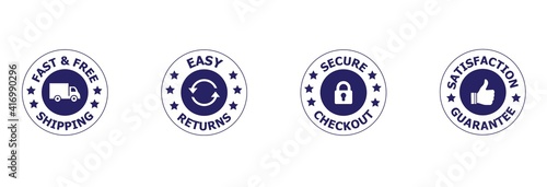 Money back guarantee, Free Shipping Trust Badges ,Trust Badges, secure checkout, easy returns