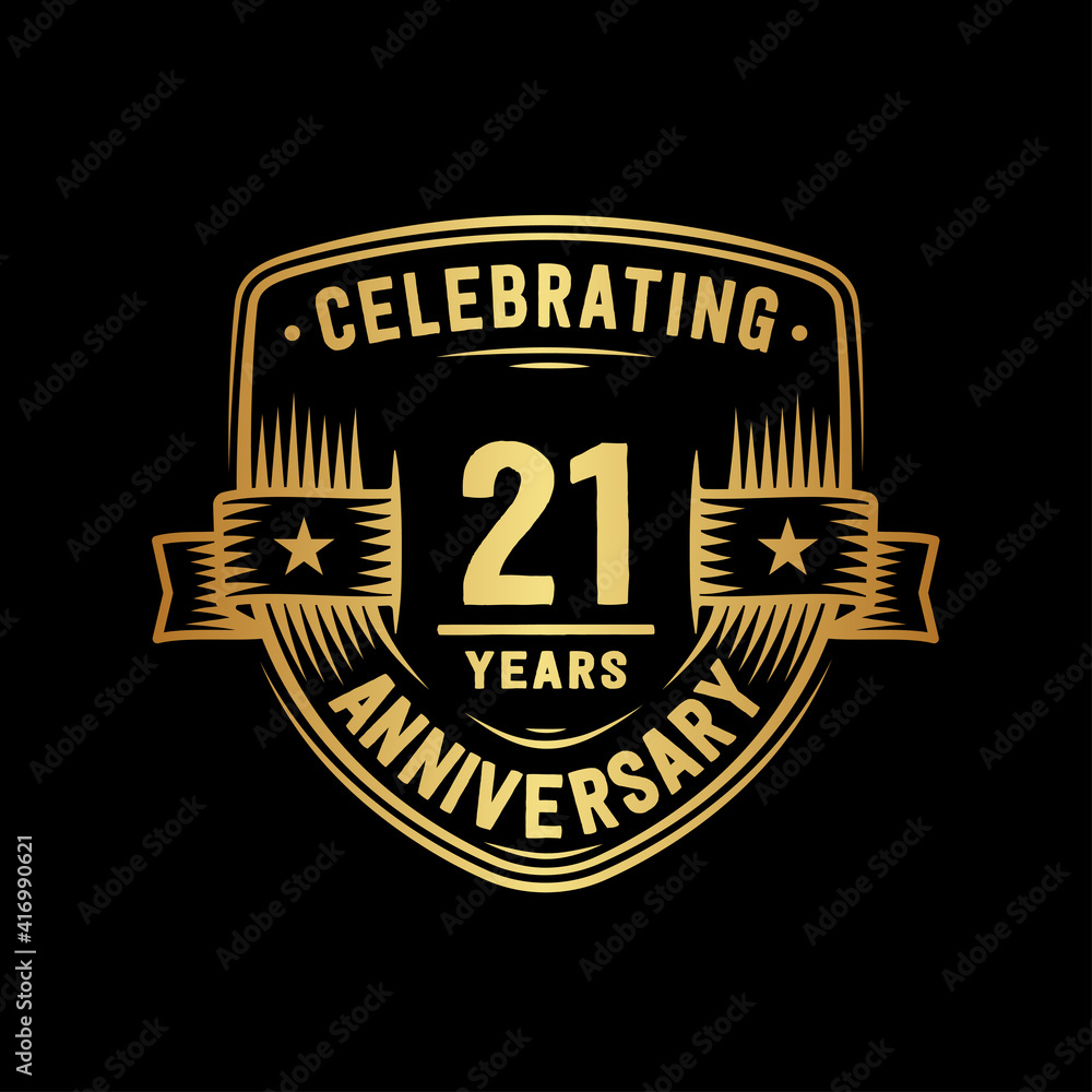 21 years anniversary celebration shield design template. Vector and illustration. 21 years anniversary celebration shield design template. Vector and illustration.