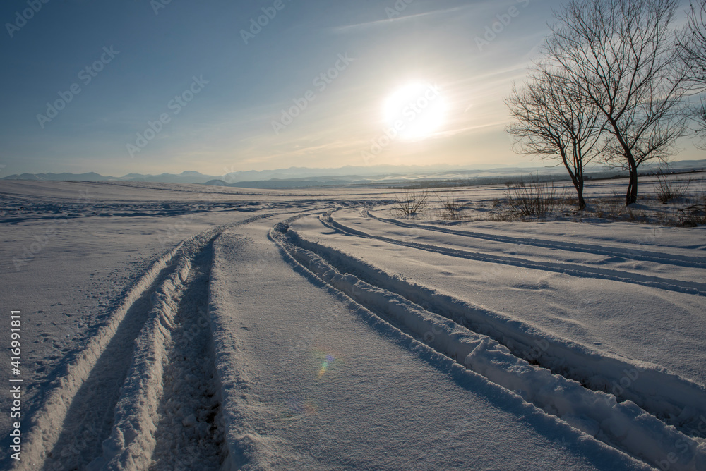 winter road in the snow winter road in the snow