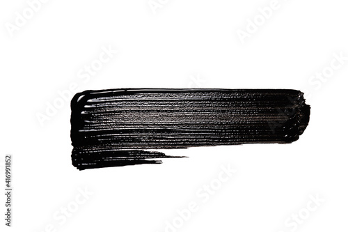 Black hand drawn textered brush stroke, acrylic paint. Textured line clip art, isolate on white background.  photo