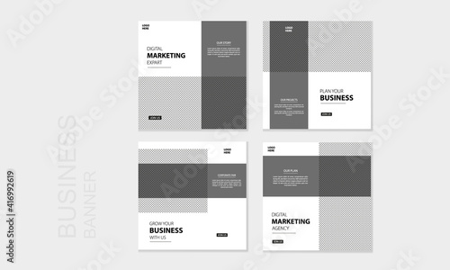 Corporate business banner set. Creative Editable Social Media post banner template. Marketing agency, grow your business square banner design template.