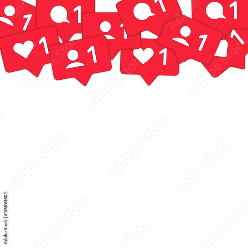 social network post background red message icons like subscription