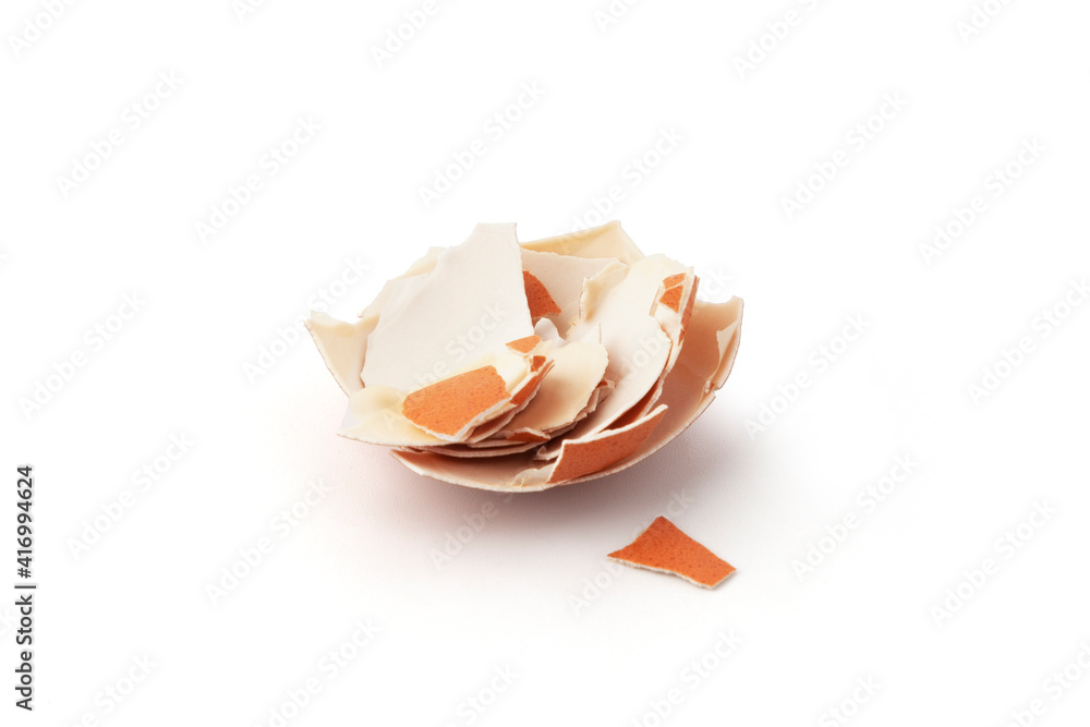 remains of eggs shell closeup isolated on white background remains of eggs shell closeup isolated on white background