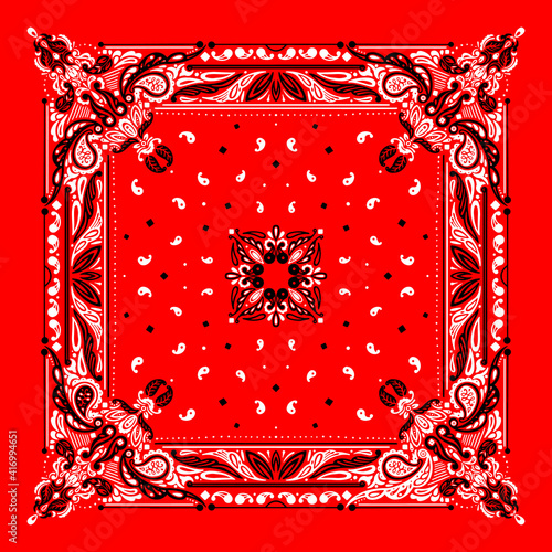 Vector pattern based on square ornament paisley Bandana Print for boys and girls. Best motive for print on fabric or papper.