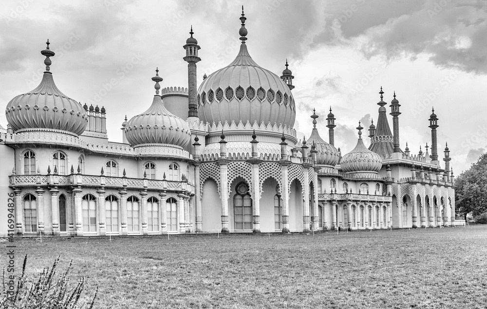 A fine art image of Brighton Pavilion in black and white