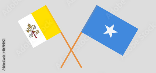 Crossed flags of Vatican and Somalia. Official colors. Correct proportion