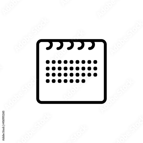 Calendar or appointment schedule line art icon, illustration. Calendar Date. Modern icons for mobile interface. Fine line pixel aligned mobile ui, web,app icons with variable line width. Vector EPS 10 photo