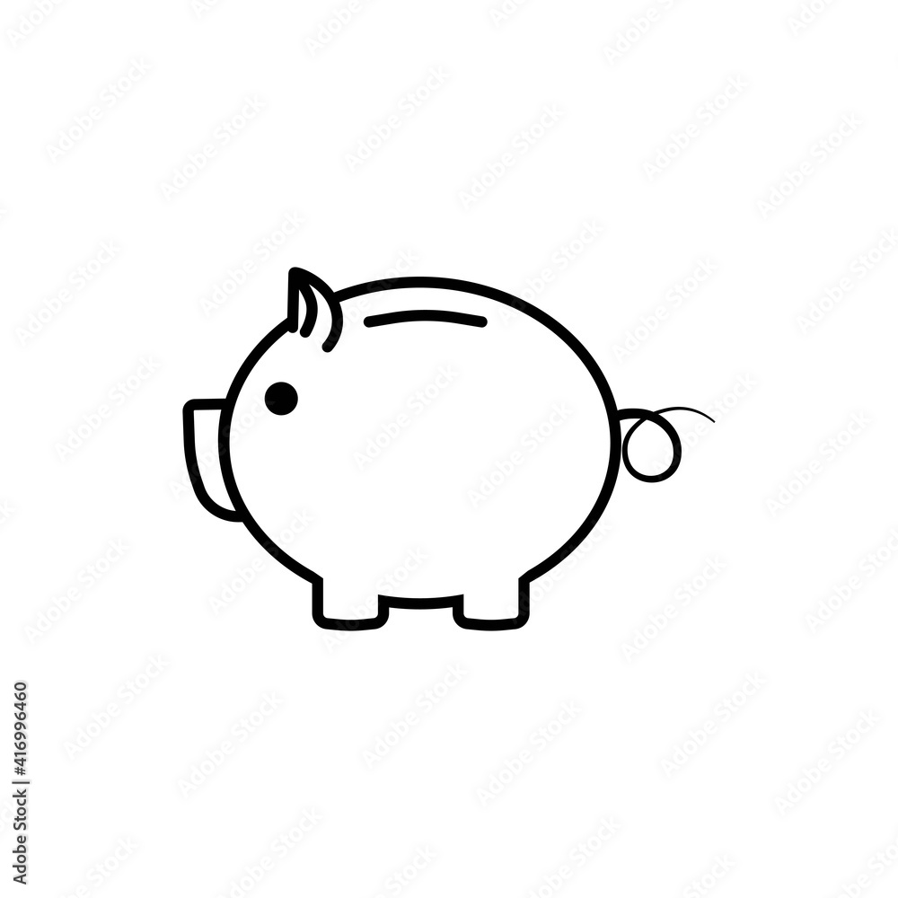 Piggy bank line icon in black. Savings money symbol. Simple design. Outline flat style. Financial literacy concept. Isolated on white background. For app or web Vector EPS 10. Piggy bank line icon in black. Savings money symbol. Simple design. Outline flat style. Financial literacy concept. Isolated on white background. For app or web Vector EPS 10.