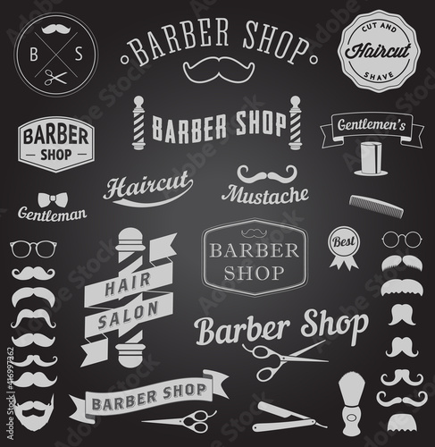 Set of Barbershop Design Icons Vector Logo Templates
