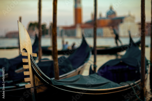 detail shot with gondola in Venice, Italy