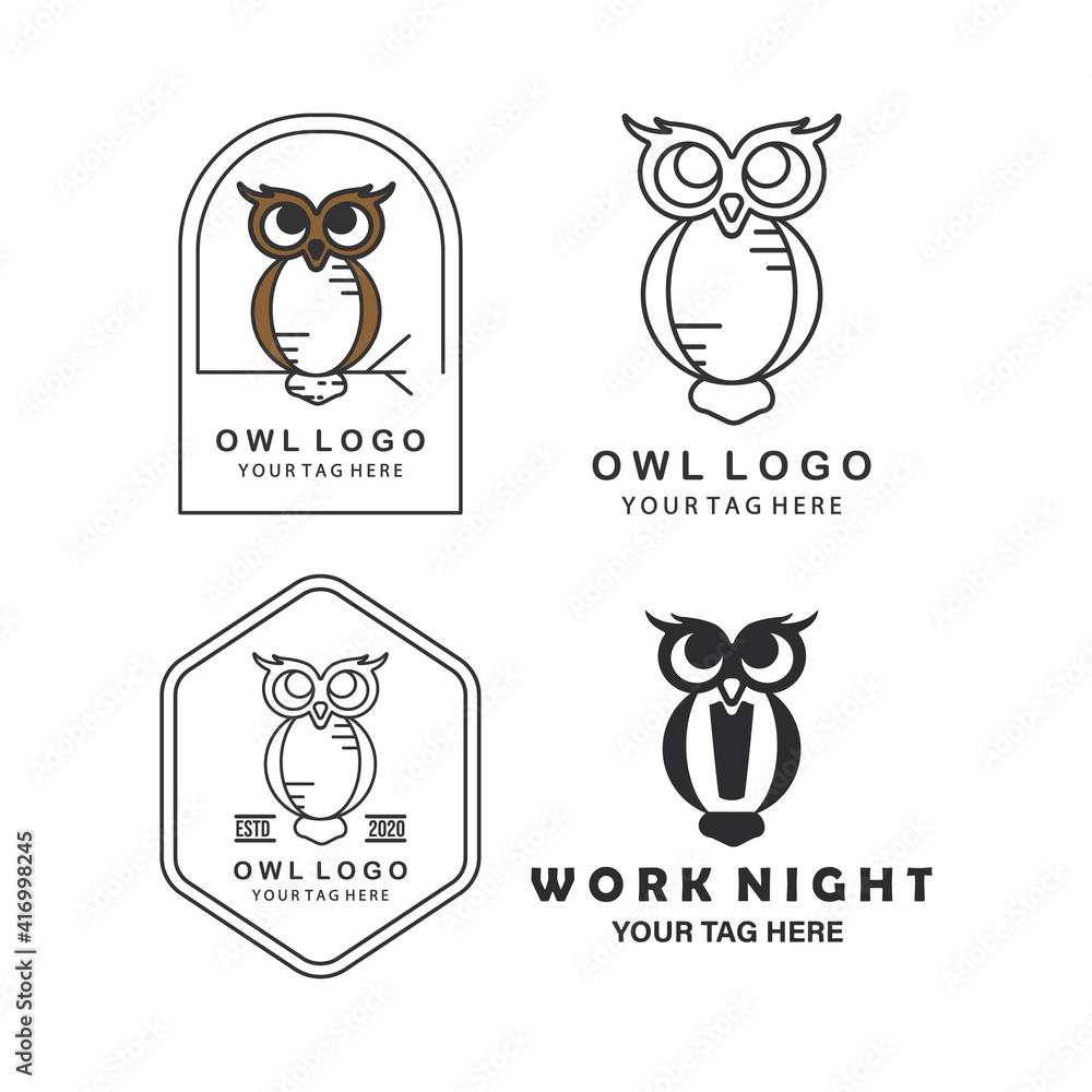 owl set collection logo icon owl set collection logo icon