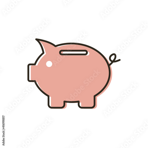 colour Money bank icon. Piggy bank - saving money icon