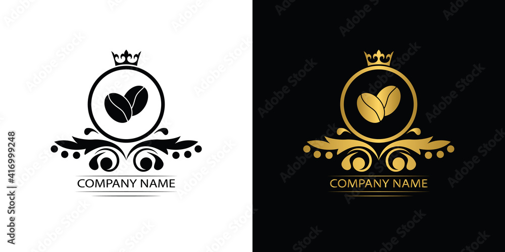 coffee logo template caffeine luxury royal vector company decorative emblem with crown coffee logo template caffeine luxury royal vector company decorative emblem with crown
