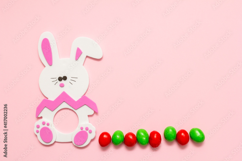 Fototapeta premium easter bunny with easter eggs