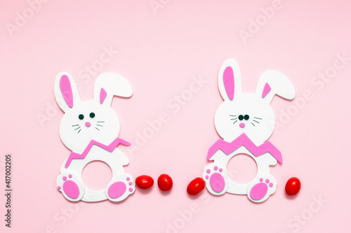 DIY craft, Easter bunny and colorful candies