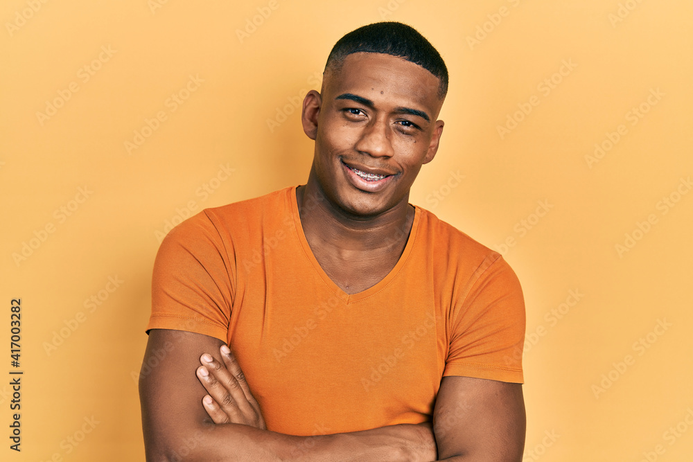 Orange sales shirt guy