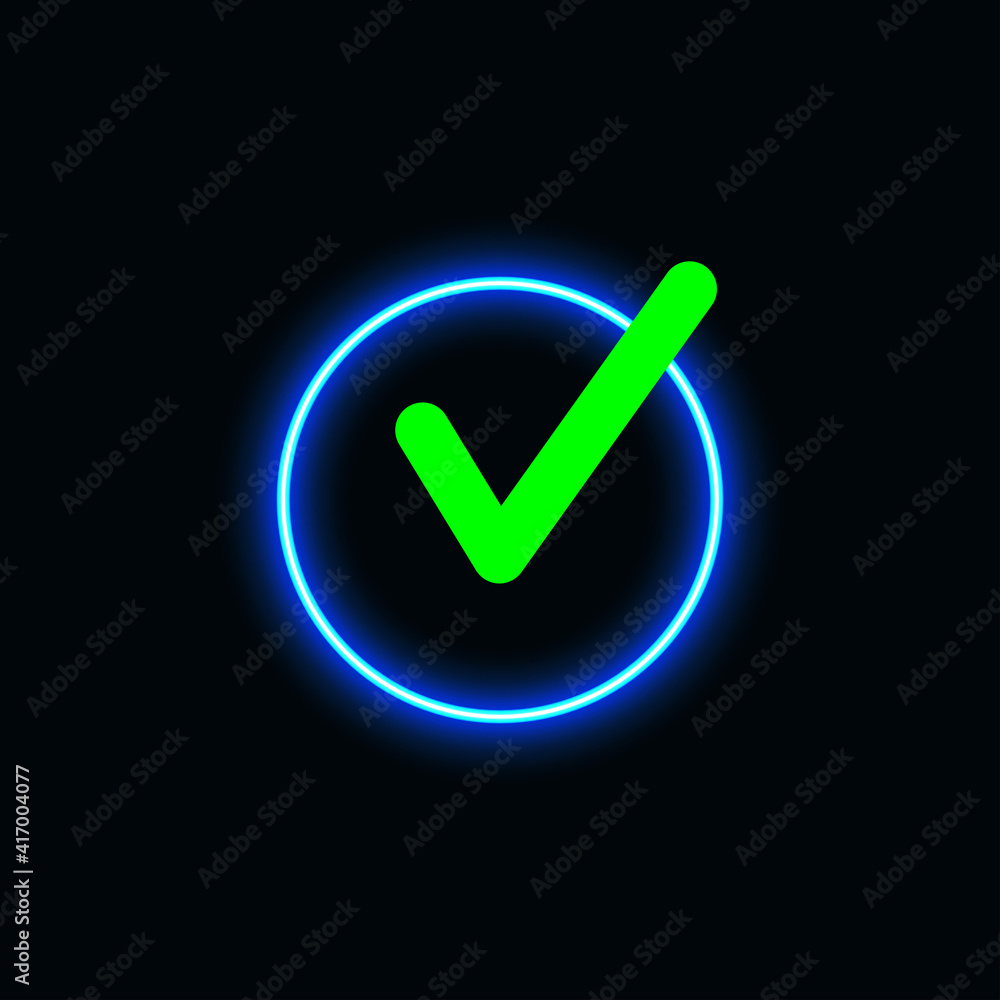 check mark neon icon for website, mobile application and template UI material. vector illustration check mark neon icon for website, mobile application and template UI material. vector illustration