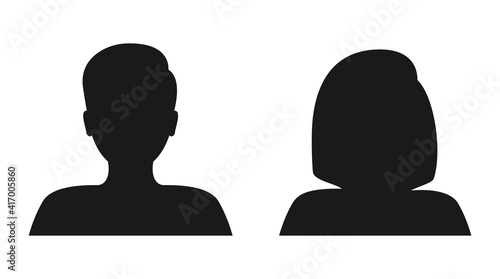 Male and female face silhouette. People avatar profile. Man and woman portraits. Vector illustration.
