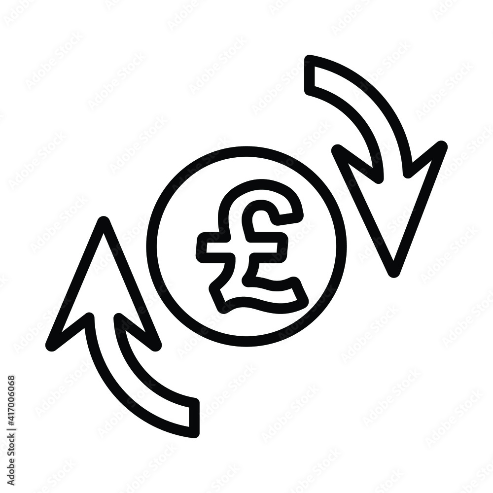pound sterling rotation update line icon. outline design. pound sterling rotation update line icon. outline design.