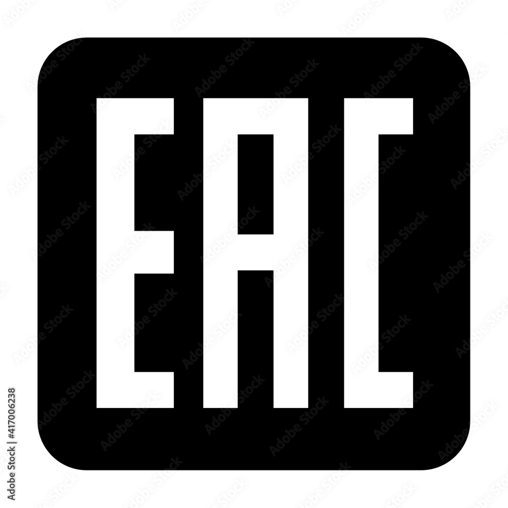 EAC sign, single icon product mark package. Euroasion symbol isolated on white background. Control information illustration EAC sign, single icon product mark package. Euroasion symbol isolated on white background. Control information illustration