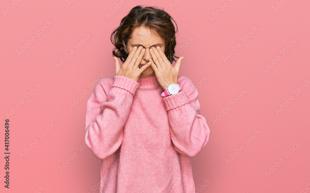 Young hispanic woman wearing casual clothes rubbing eyes for fatigue and headache, sleepy and tired expression. vision problem Young hispanic woman wearing casual clothes rubbing eyes for fatigue and headache, sleepy and tired expression. vision problem
