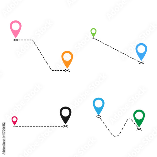 Vector icon set, symbol we´ve moved announcement collection design image isolated on white background, dashed lines