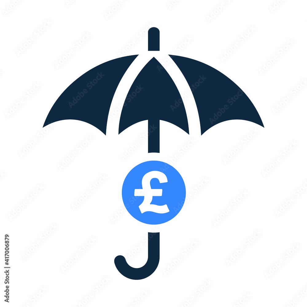 Financial protection, euro, pound sterling shield icon. Vector graphics. Financial protection, euro, pound sterling shield icon. Vector graphics.