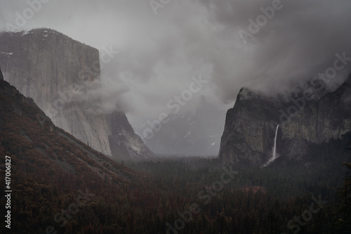 mist over the mountains in Yosemite