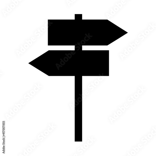 Signpost street vector illustration, road arrow symbol isolated on white background, web pointer