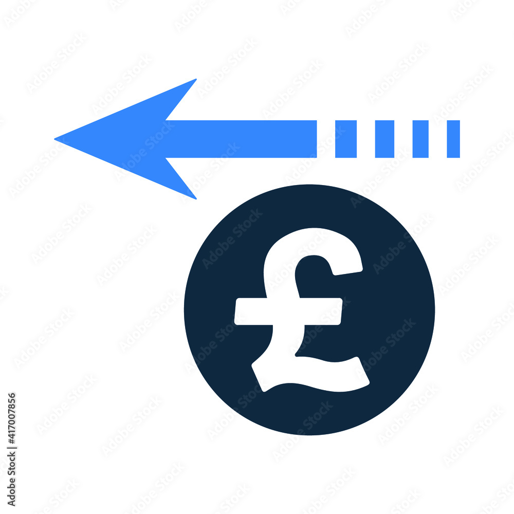 Fototapeta premium Pound sterling charge back icon. Simple vector graphics.