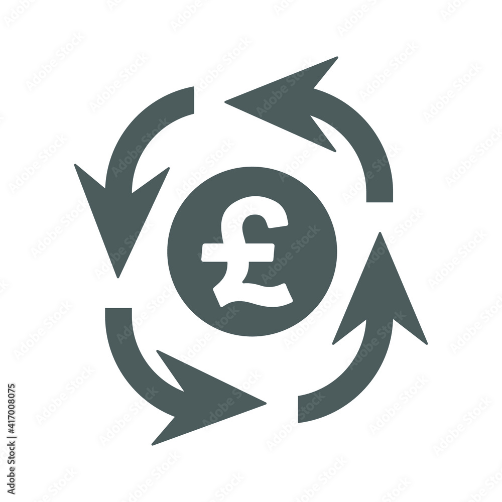 Pound sterling cycle icon. Gray version of vector. Pound sterling cycle icon. Gray version of vector.