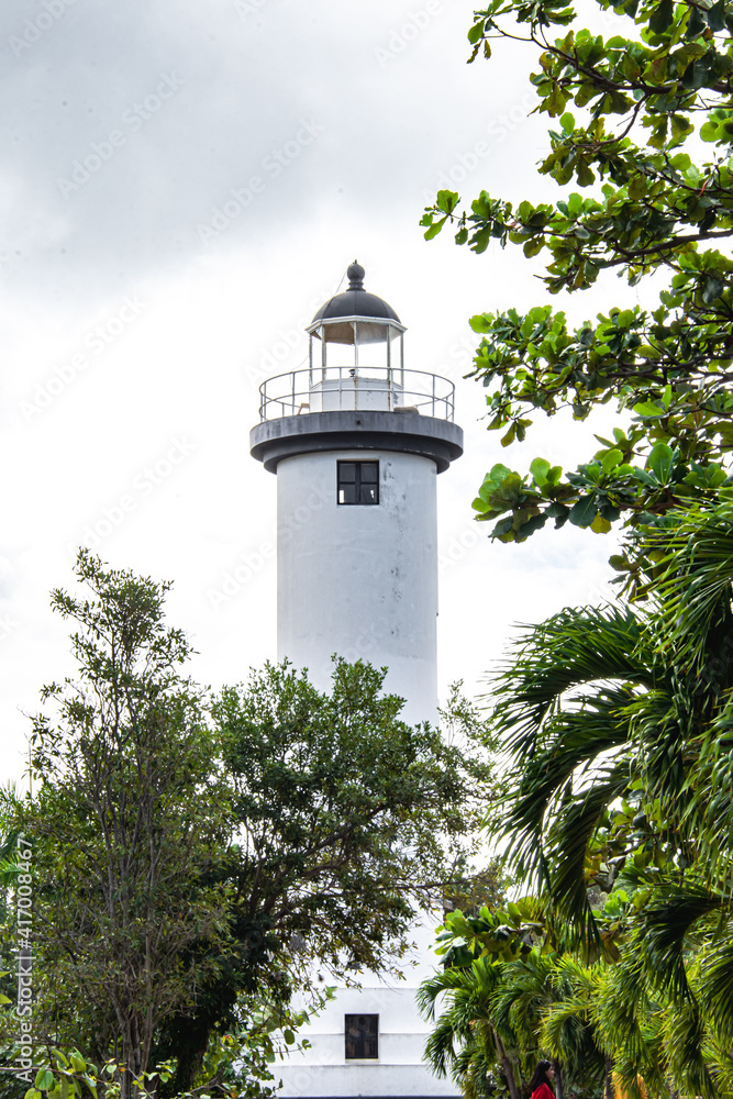 El Faro lighthouse.  Rincon, Puerto Rico, USA
