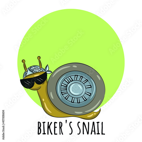 Cool snail biker with glasses