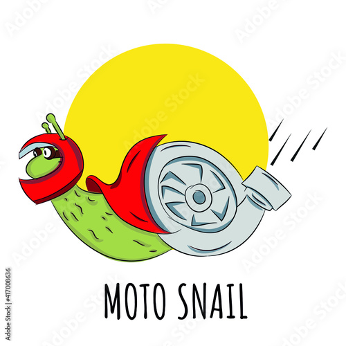 Cool snail biker in helmet
