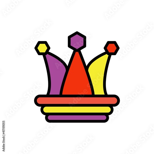 jester hat filled outline Icon.carnival and tool vector illustration on white background