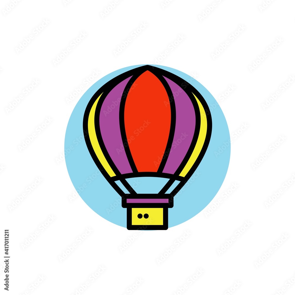 hot balloons filled outline Icon.carnival and tool vector illustration on white background