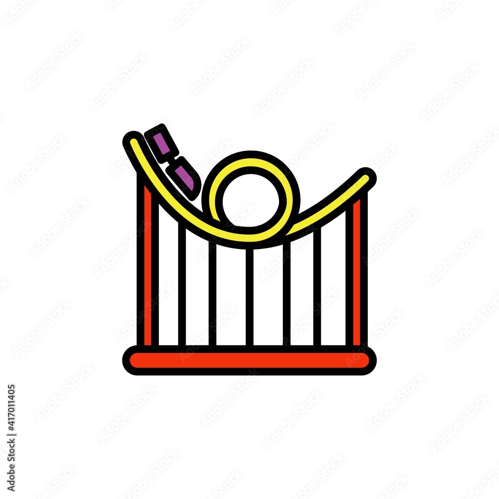roller coaster filled outline Icon.carnival and tool vector illustration on white background roller coaster filled outline Icon.carnival and tool vector illustration on white background