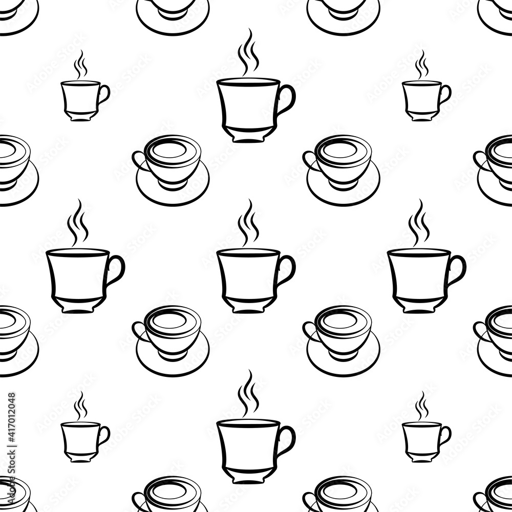 Tea Cup Icon Seamless Pattern, Coffee Cup Icon Tea Cup Icon Seamless Pattern, Coffee Cup Icon