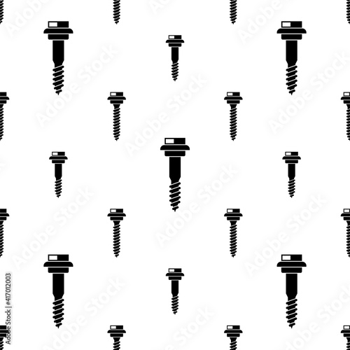 Screw Icon Seamless Pattern, Threaded Pin Fastener