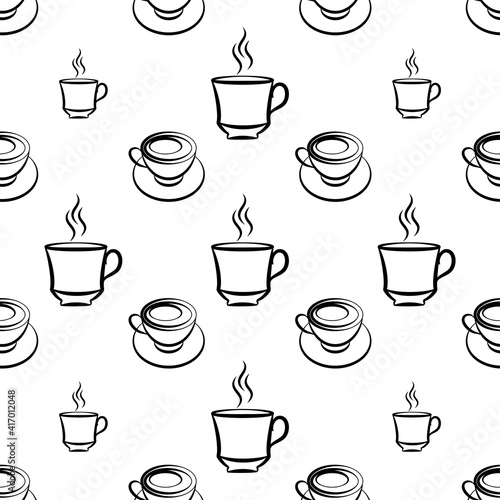 Tea Cup Icon Seamless Pattern, Coffee Cup Icon © Ajay Shrivastava