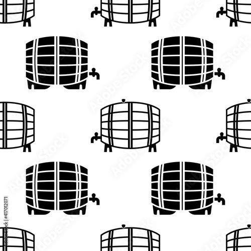 Wine Barrel Icon Seamless Pattern, Wooden Wine Aging Storage Cylindrical Container