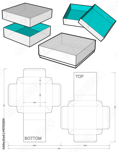 Self-assembling Folding Box. Ease of assembly, no need for glue (Internal measurement 20x20x6cm). The .eps file is full scale and fully functional. Prepared for real cardboard production.